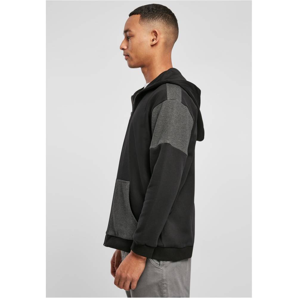 Urban Classics - Oversized Patch Zip Zip hoodie - Black/Grey